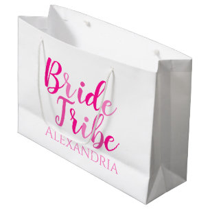 Bride Tribe Hot Pink Personalized Bachelorette Large Gift Bag
