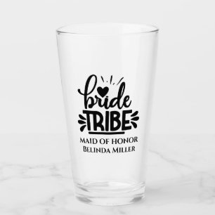 Bride Tribe maid of honor custom wedding Glass