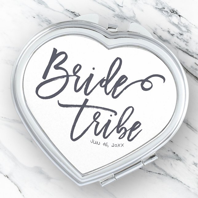 Bride Tribe Modern and Simple Handwritten Compact Mirror (Creator Uploaded)