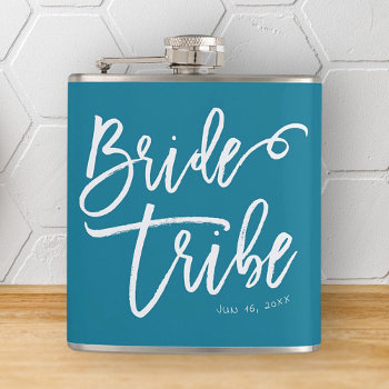Bride Tribe Modern And Simple Handwritten Flask by WhitePaperBirch at Zazzle
