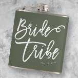 Bride Tribe Modern and Simple Handwritten Flask<br><div class="desc">Composed of serif and playful cursive script typography. All against a backdrop of color background. This design is simple,  modern and fun!

This is designed by White Paper Birch Co.,  exclusive for Zazzle.

Available here:
http://www.zazzle.com/store/whitepaperbirch</div>