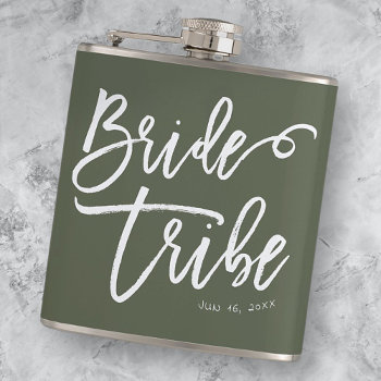 Bride Tribe Modern And Simple Handwritten Flask by WhitePaperBirch at Zazzle
