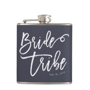 Bride Tribe Modern and Simple Handwritten Flask