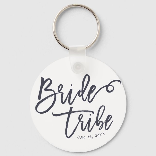 Bride Tribe Modern and Simple Handwritten Keychain (Front)