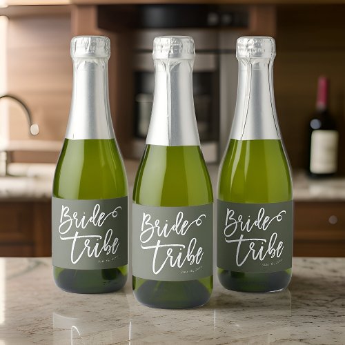 Bride Tribe Modern and Simple Handwritten Sparkling Wine Label