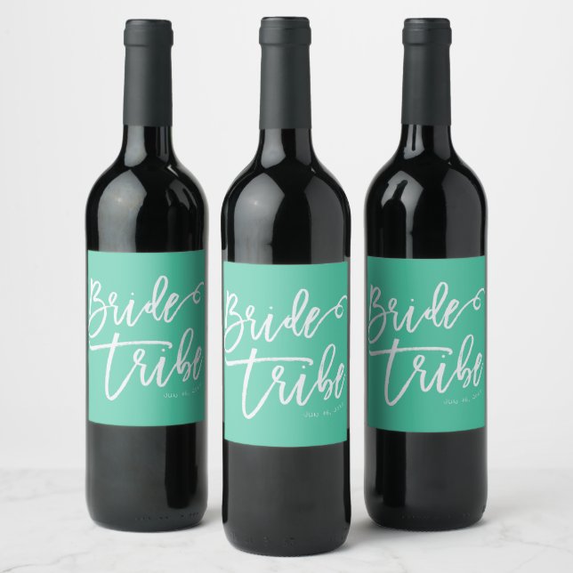 Bride Tribe Modern and Simple Handwritten Wine Label (Bottles)