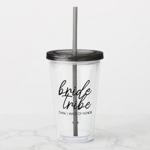 Bride Tribe Modern Bridesmaid Personalized Acrylic Tumbler