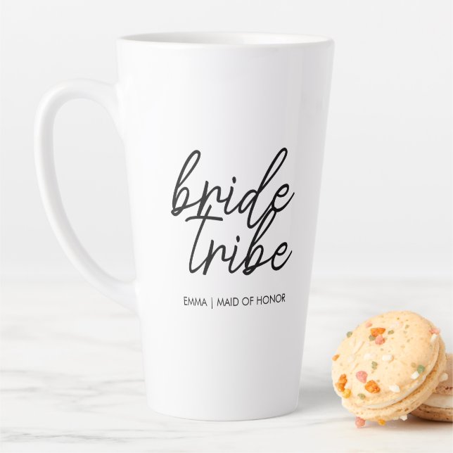 Bride Tribe | Modern Bridesmaid Personalized Latte Mug (In Situ)