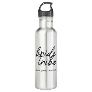 Bride Tribe Modern Bridesmaid Personalized Stainless Steel Water Bottle