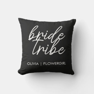 Bride Tribe Modern Flower Girl Throw Pillow