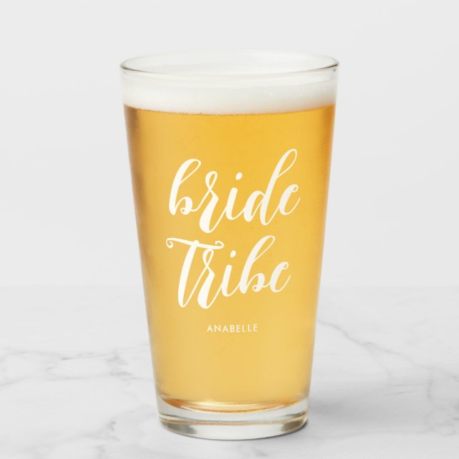 Bride Tribe Modern Minimalist Bachelorette Party Glass (Front Filled)