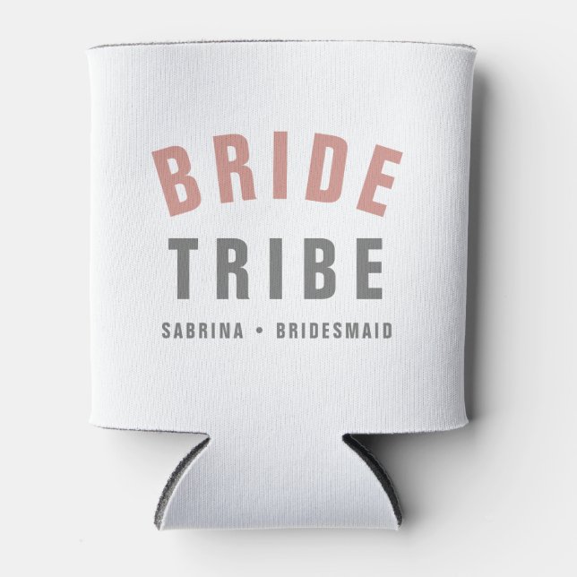 Bride Tribe | Modern Pink Bachelorette Bridesmaid Can Cooler (Front)