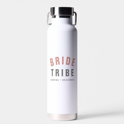 Bride Tribe  Modern Pink Bachelorette Bridesmaid Water Bottle