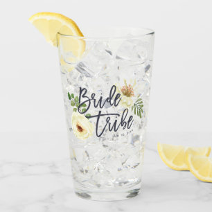Bride Tribe Modern Watercolor Floral Foliage Glass