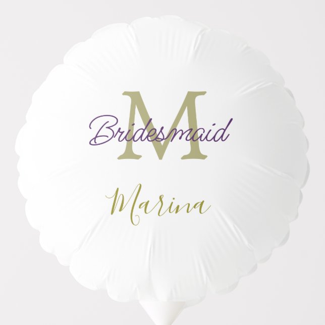 Bride tribe monogram bridal shower simple golden p balloon (Front)