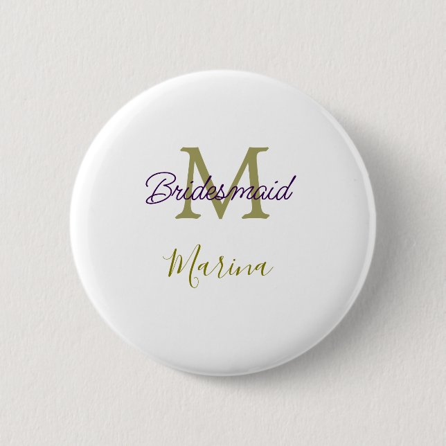 Bride tribe monogram bridal shower simple golden p button (Front)