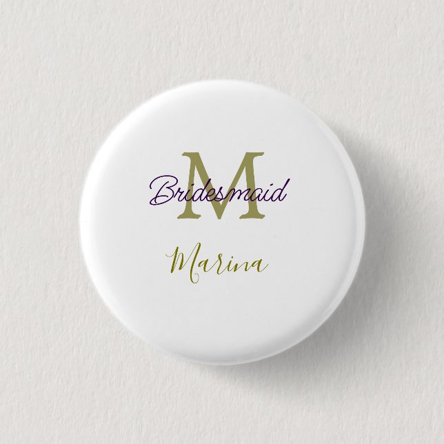 Bride tribe monogram bridal shower simple golden p button (Front)