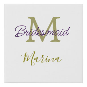 Bride tribe monogram bridal shower simple golden p faux canvas print