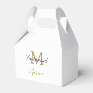 Bride tribe monogram bridal shower simple golden p favor boxes