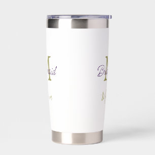 Bride tribe monogram bridal shower simple golden p insulated tumbler