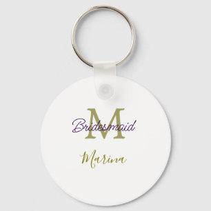 Bride tribe monogram bridal shower simple golden p keychain