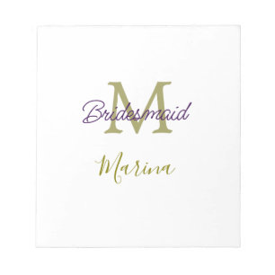 Bride tribe monogram bridal shower simple golden p notepad