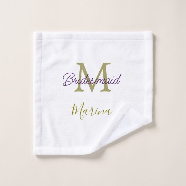 Bride tribe monogram bridal shower simple golden p wash cloth (Wash Cloth)