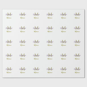 Bride tribe monogram bridal shower simple golden p wrapping paper