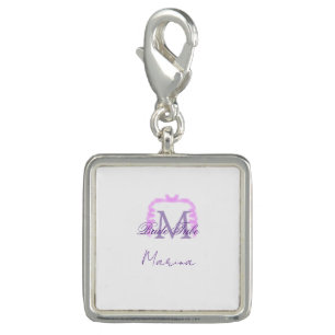Bride tribe monogram purple ruffle pink border spa charm