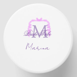 Bride tribe monogram purple ruffle pink border spa mini candle favors