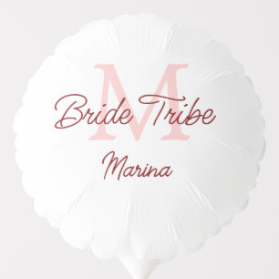 Bride tribe monogram red bridal shower simple mini balloon