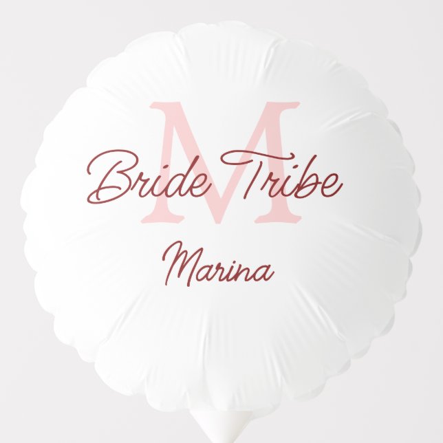 Bride tribe monogram red bridal shower simple mini balloon (Front)