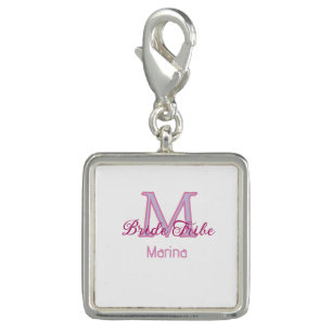 Bride tribe monogram red bridal shower simple mini charm