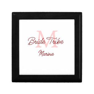 Bride tribe monogram red bridal shower simple mini gift box
