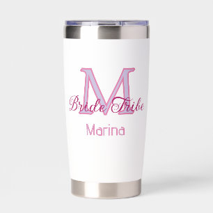 Bride tribe monogram red bridal shower simple mini insulated tumbler