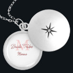 Bride tribe monogram red bridal shower simple mini locket necklace<br><div class="desc">beautiful design</div>