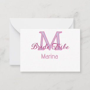 Bride tribe monogram red bridal shower simple mini note card