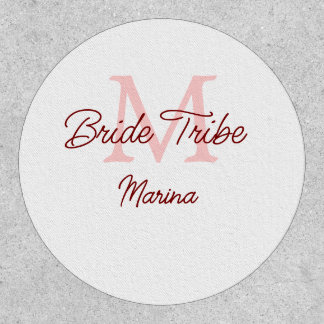 Bride tribe monogram red bridal shower simple mini patch