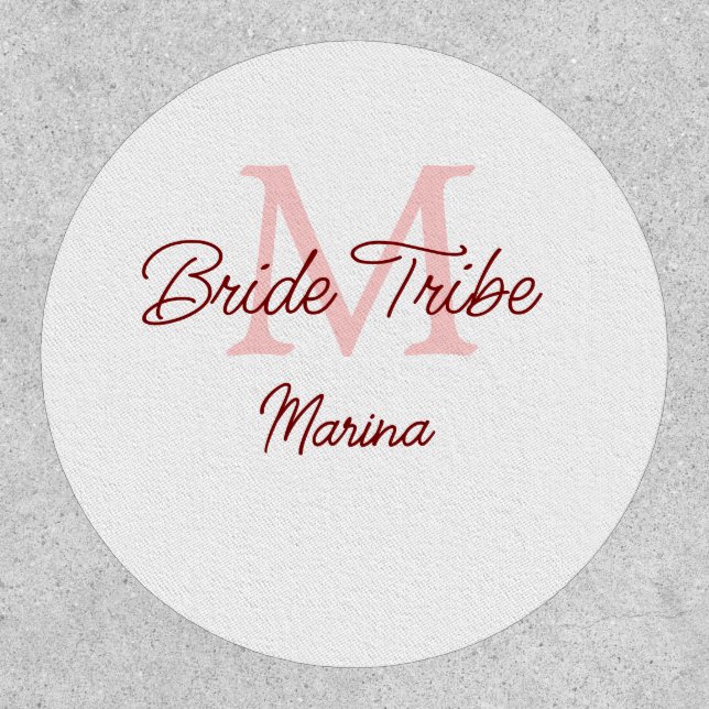 Bride tribe monogram red bridal shower simple mini patch (Front)