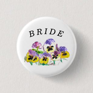 Bride Tribe Pansies Floral Vintage Girly Wedding Button