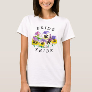 Bride Tribe Pansies Floral Vintage Girly Wedding T-Shirt