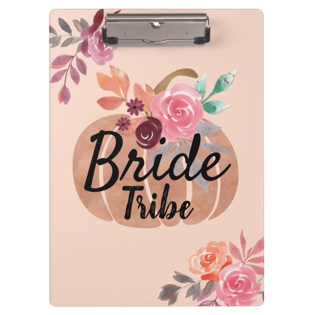 Bride Tribe Personalized Autumn Rose Gold Clipboard (Front)