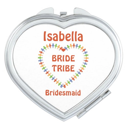 Bride Tribe Personalized Custom Heart Compact Mirror