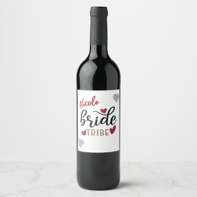 Bride Tribe Personalized Name  Wine Label (Front)