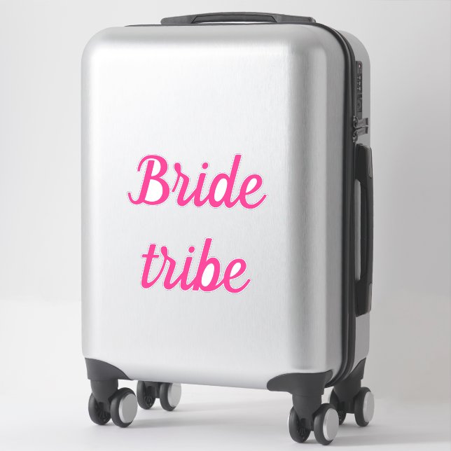 Bride Tribe Pink Bridal Team Custom Text Wedding Sticker (Suitcase)
