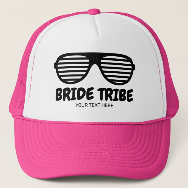 Bride Tribe pink custom pink bachelorette party Trucker Hat (Front)