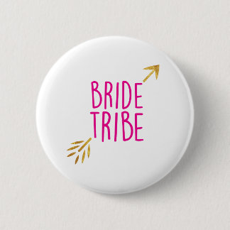 {Bride Tribe} Pink & Gold Pinback Button