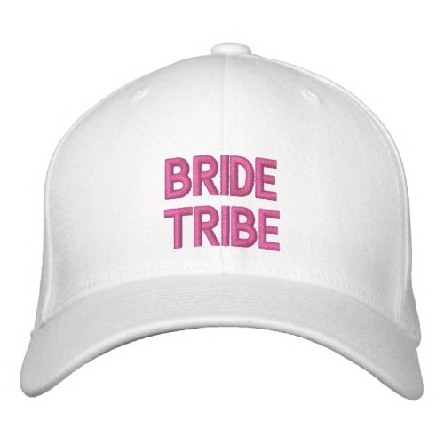 Bride Tribe Pink Typography Bachelorette Embroidered Baseball Cap