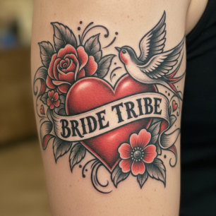 Bride Tribe Realistic Heart Bridal Squad Tattoo 