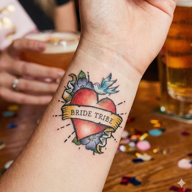Bride Tribe Realistic Heart  Temporary Tattoos (Creator Uploaded)